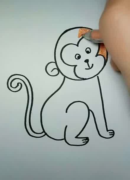 123画猴子简笔画简单图片