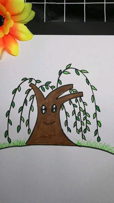 儿童简笔画柳树
