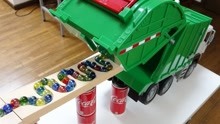 大理石玩具： 哈巴斜坡加大型绿色垃圾车跑道，好玩又有趣！