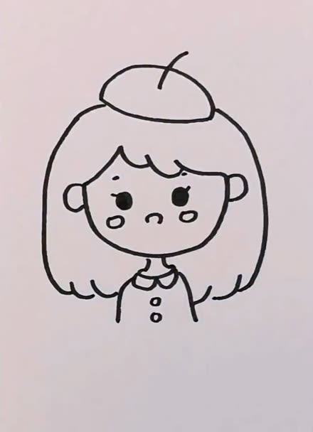 文静的小女孩简笔画图片