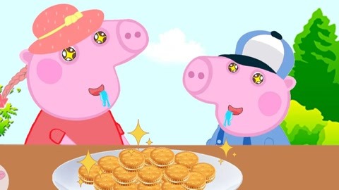 小猪佩奇吃零食饼干,又香又脆的好好吃,美食动画