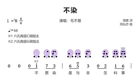 《不染》6孔陶笛动态谱