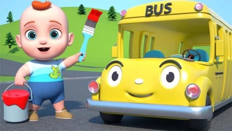 儿童动画:卡通公交车涂颜色,让孩子认识不同颜色 启发儿童智慧
