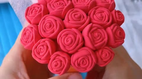 用粘土做一束好看的玫瑰花花束,太好看了!