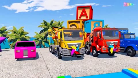 工程车儿童汽车动画片,超级大卡车发生了交通事故!