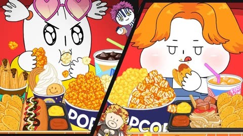 搞笑动画:爆米花配可乐,看电影必备小零食!