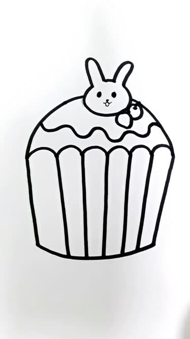 兔子纸杯蛋糕这样画太好看啦